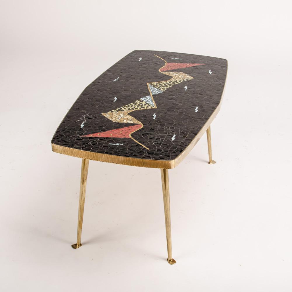 Mid-20th Century Midcentury German Coffee Table with a Mosaic Top, circa 1950 For Sale