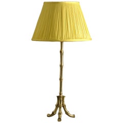 A Mid-Century Gilt Brass Faux Bamboo Lamp