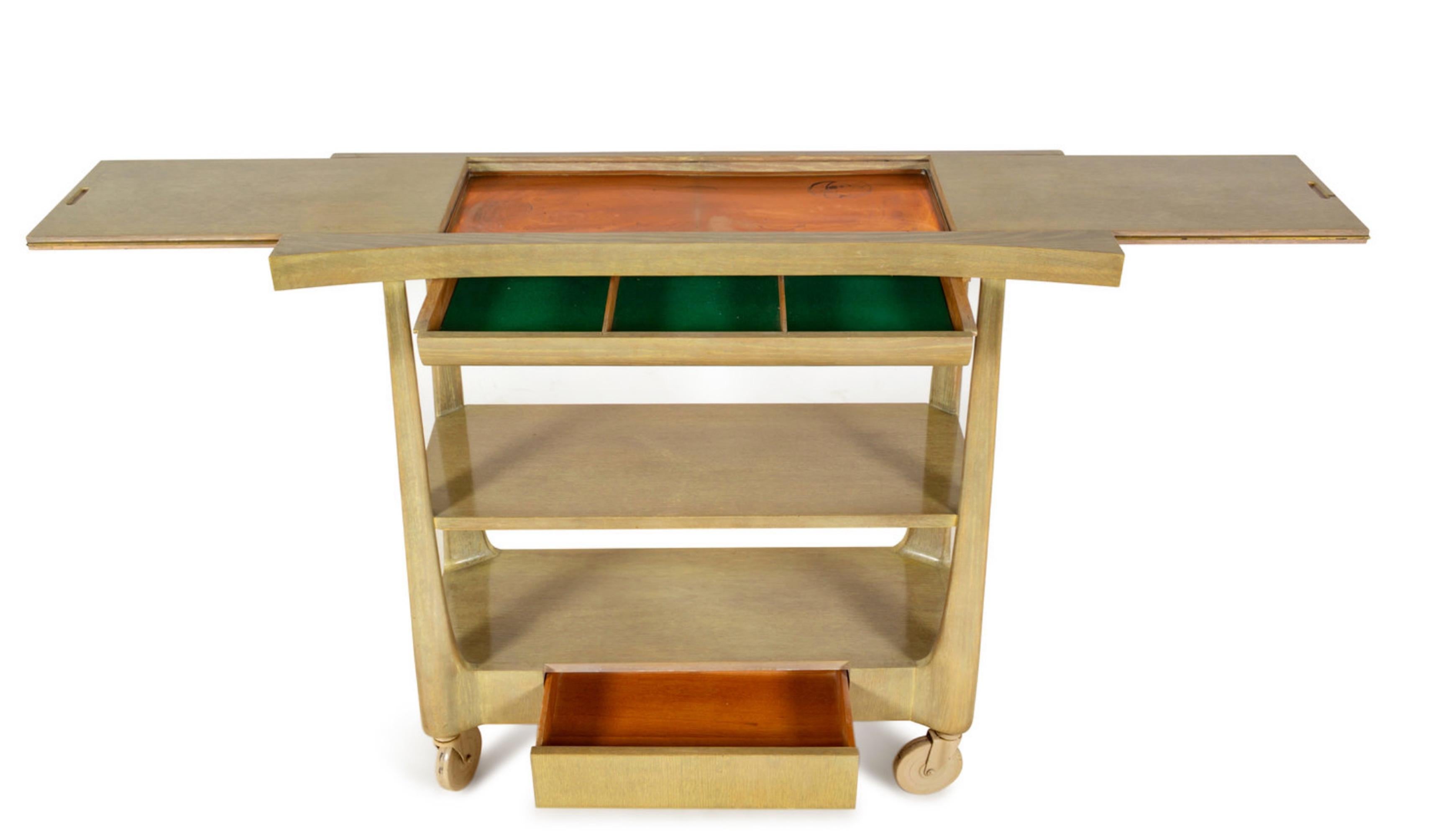 Mid-Century Modern Midcentury Harold M. Schwartz for Romweber Bar Cart, Great Form and Scale