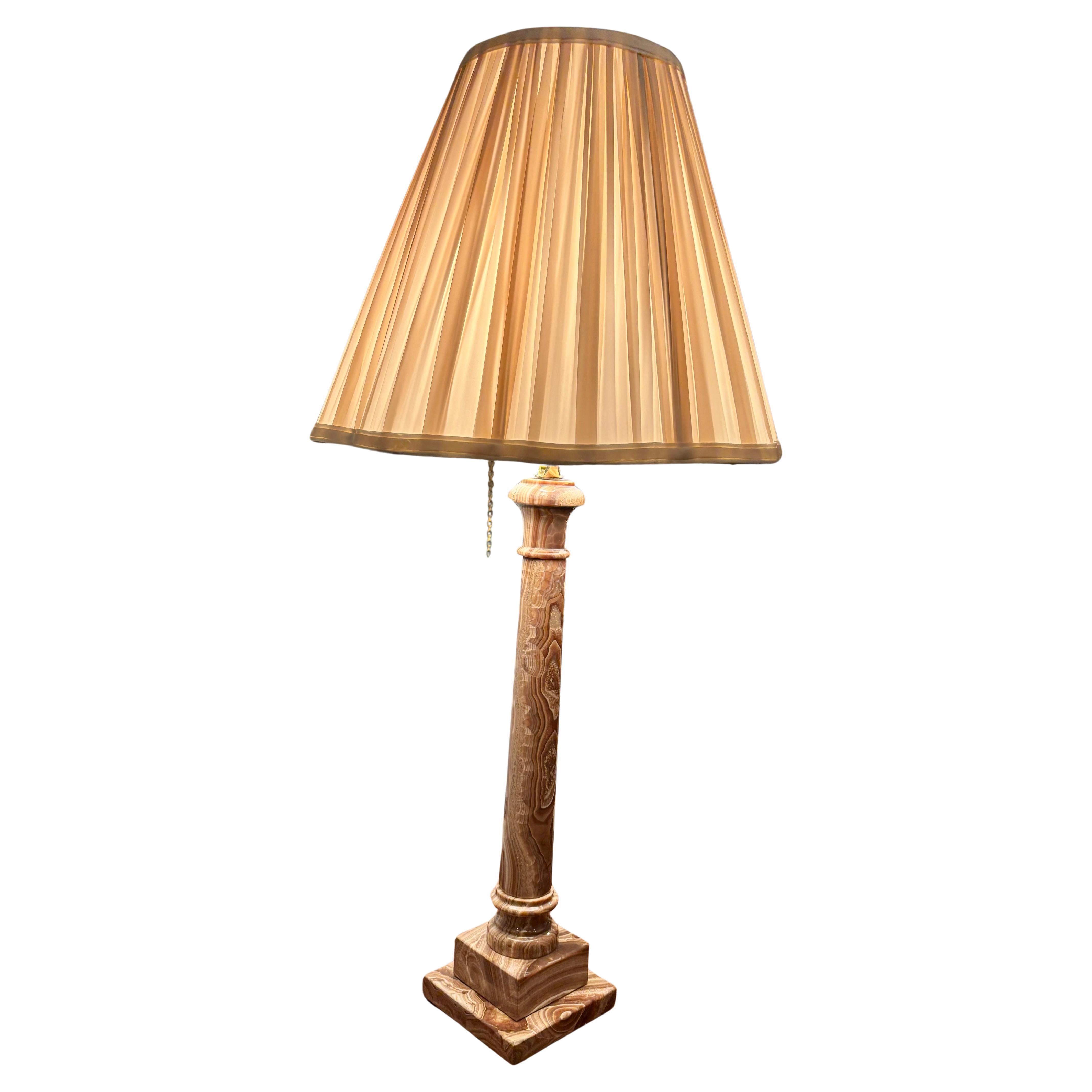A rare late 19 Century griotte marble neo-classical column lamp