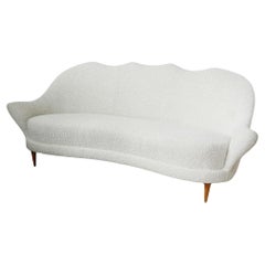 Vintage A Mid-Century Italian Boucle Upholstered Sofa