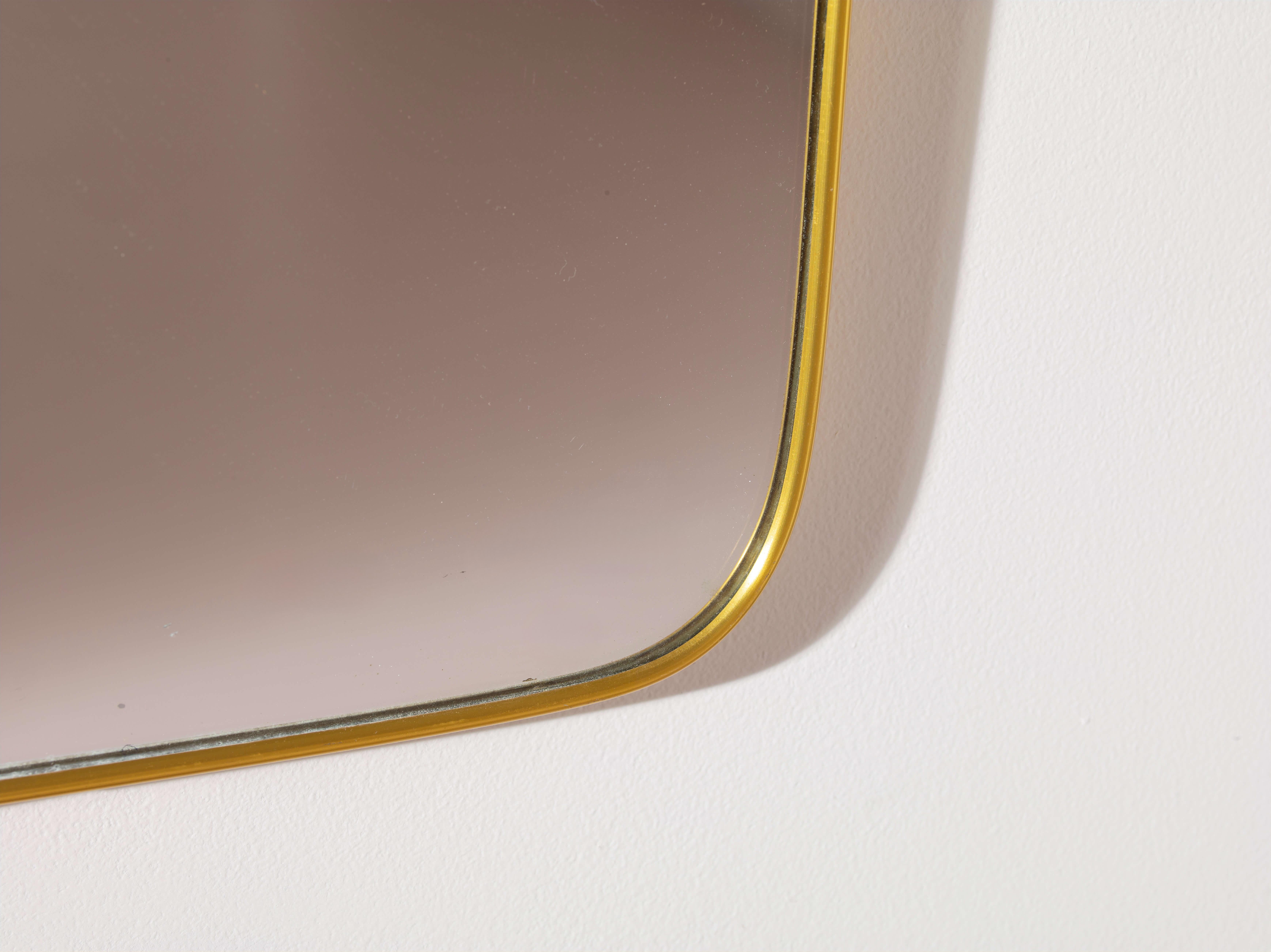 Mid-20th Century A mid-century Italian brass mirror in the style of Gio Ponti, 1960s For Sale