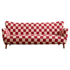 Ein italienisches Sofa aus der Mitte des Jahrhunderts aus kariertem Jacquard