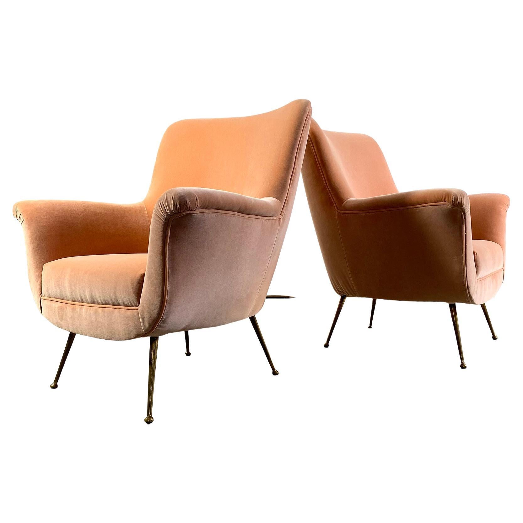 Midcentury Italian Velvet Armchair