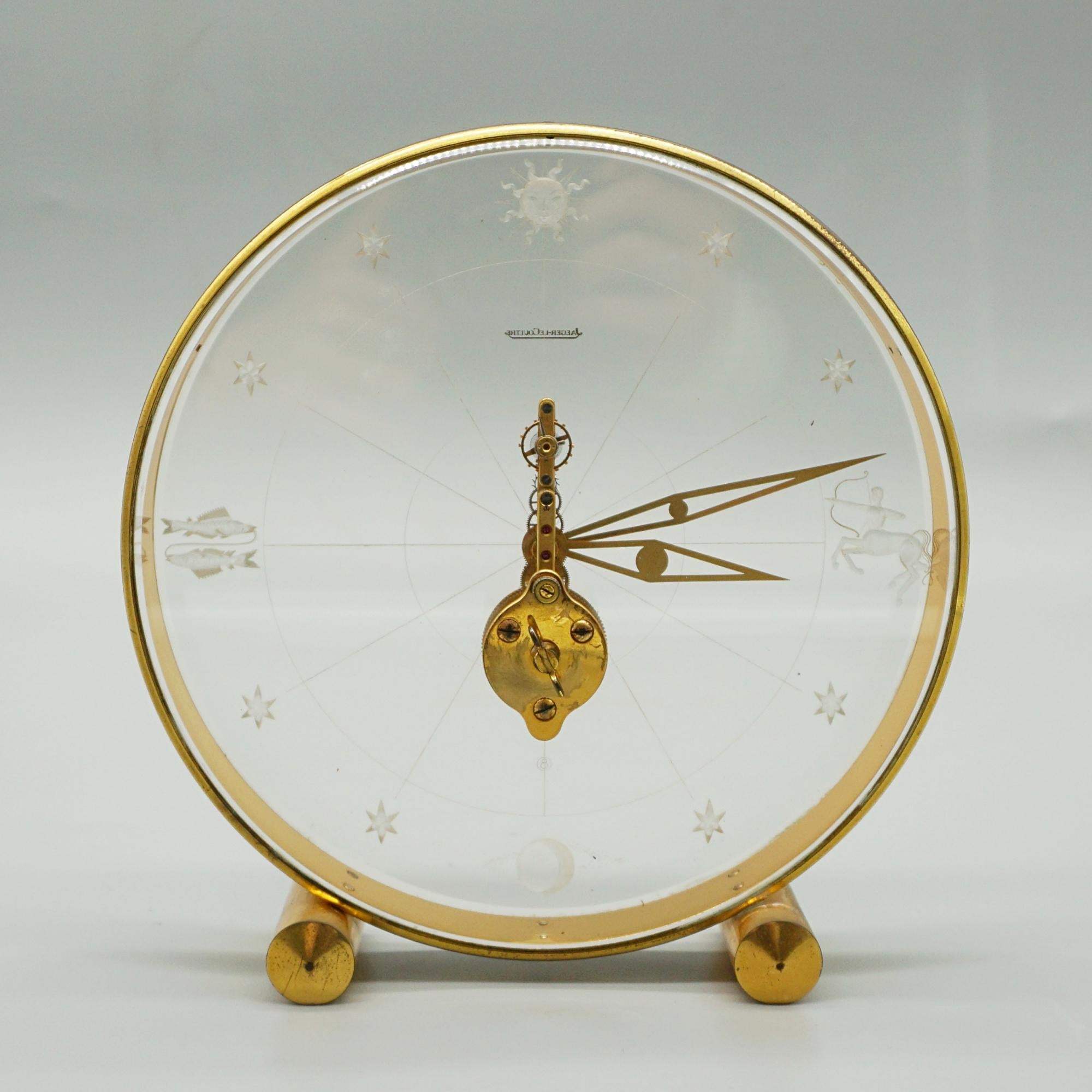 Brass A Mid-Century Jaeger LeCoultre Zodiac Mantel Clock Circa 1960