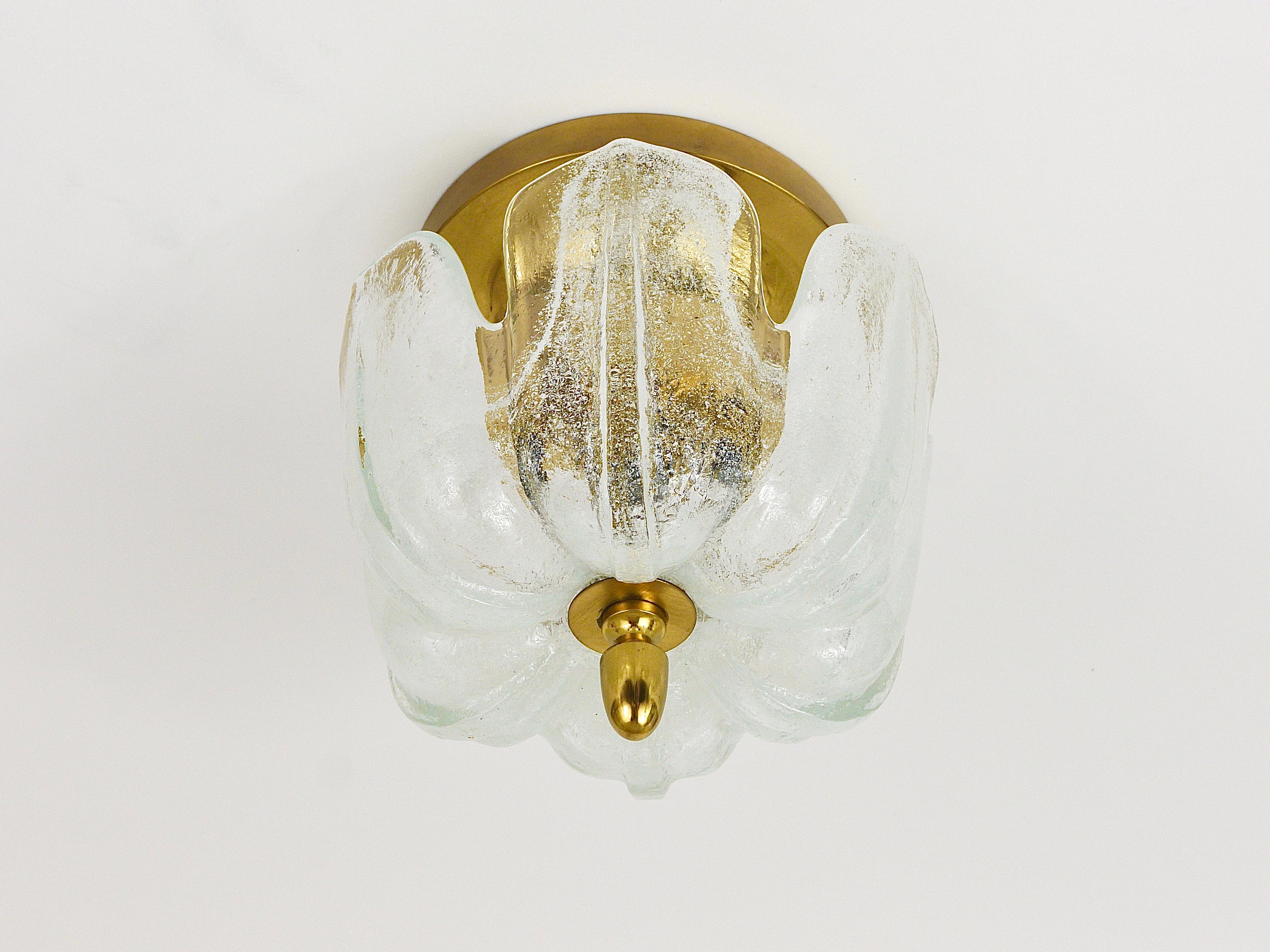 Mid-Century Limburg Brass and Bubble Glass Flush Mount, Germany, 1970s 2