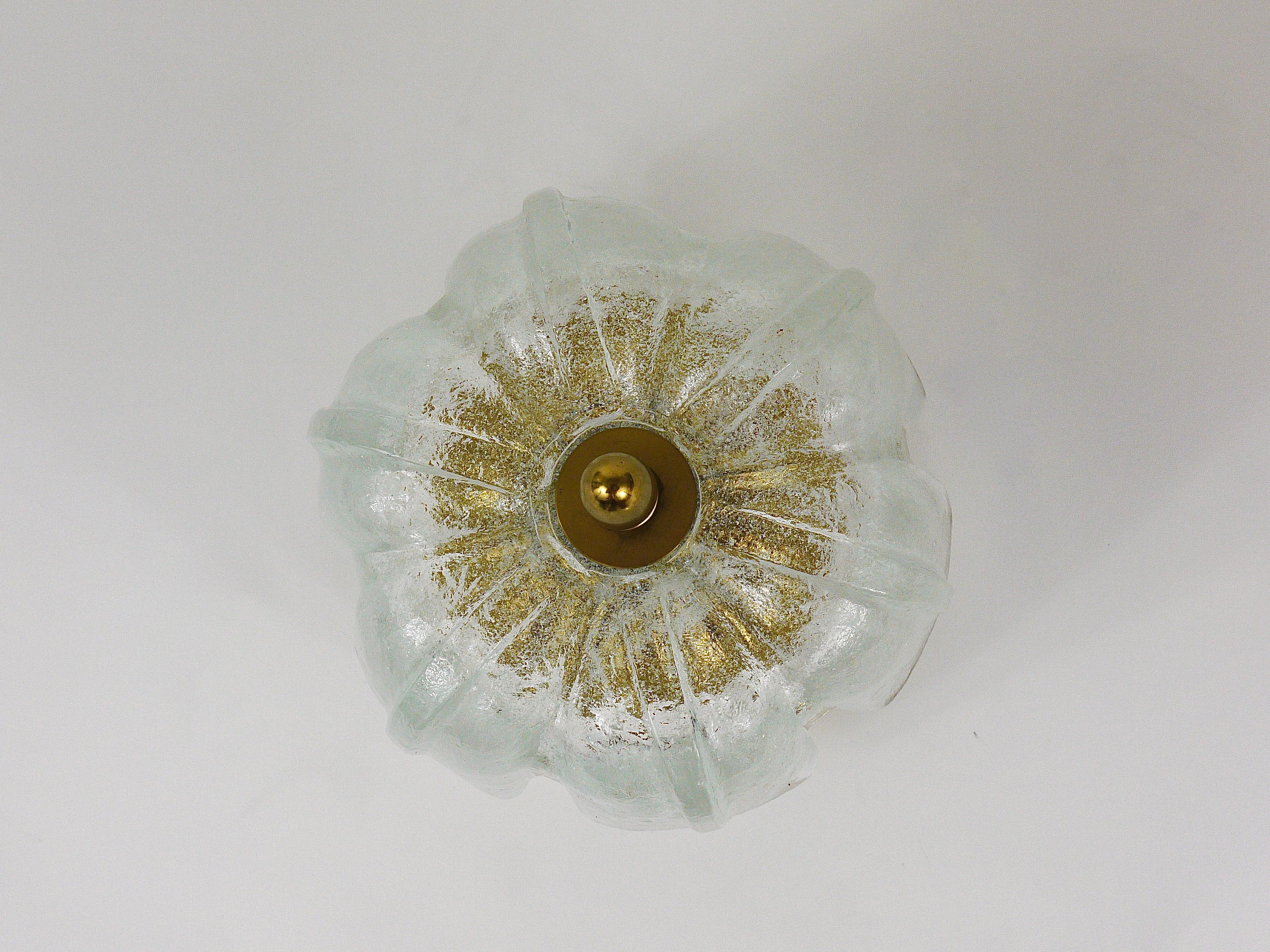 Mid-Century Limburg Brass and Bubble Glass Flush Mount, Germany, 1970s 3