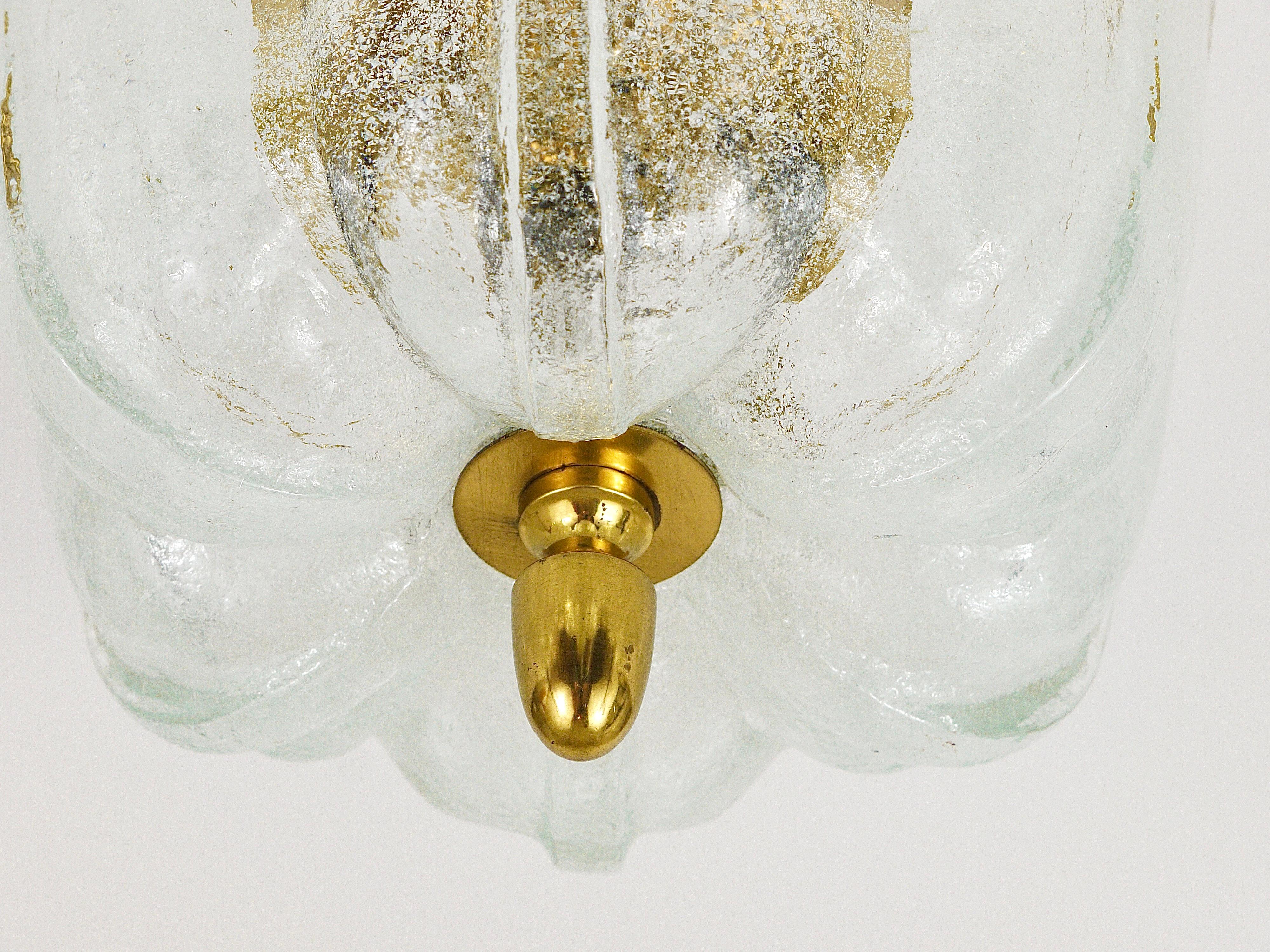 Mid-Century Limburg Brass and Bubble Glass Flush Mount, Germany, 1970s 4