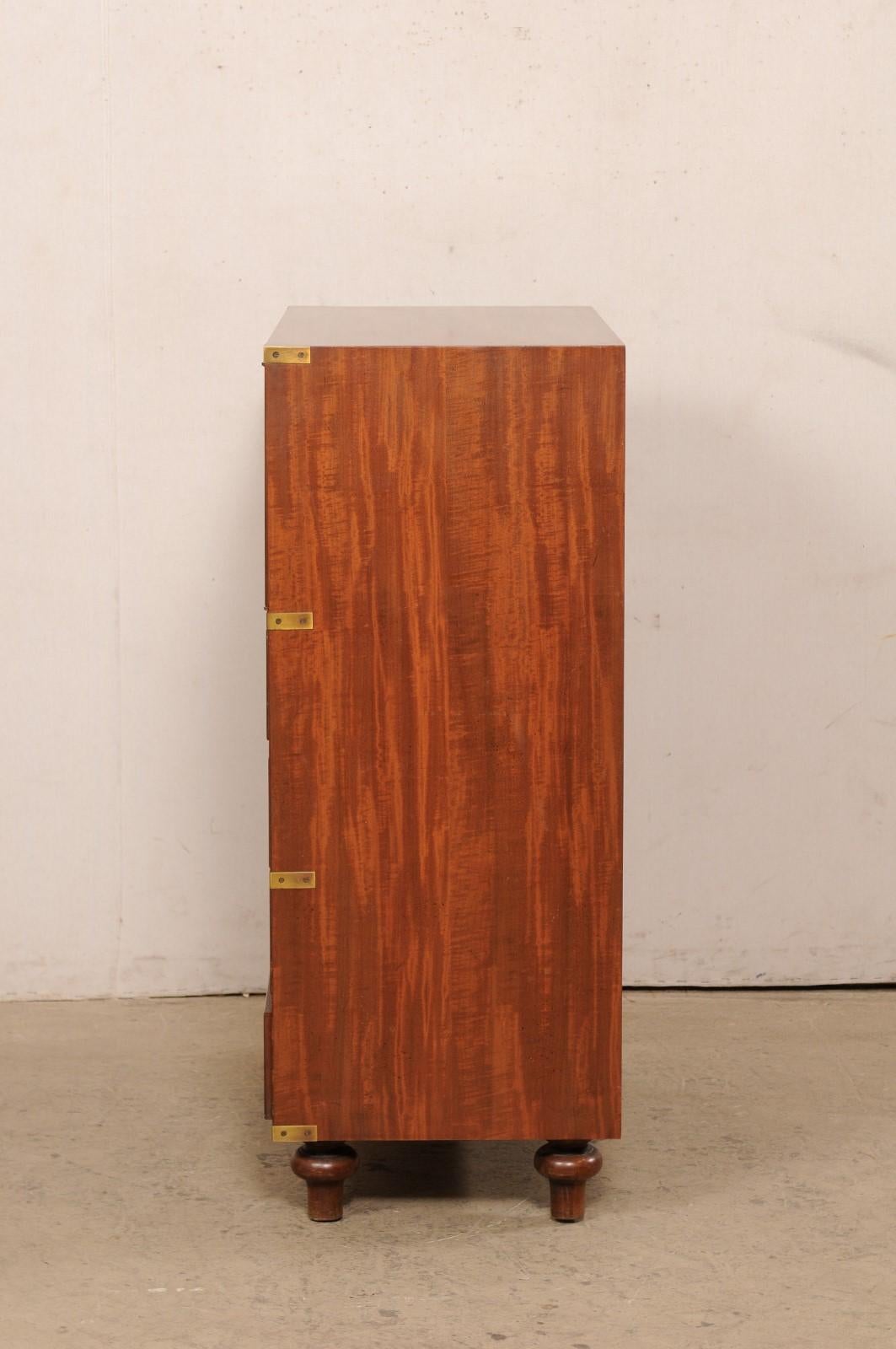 Mid-Century Mahogany Tall Campaign Chest W/Brass Hardware For Sale 6