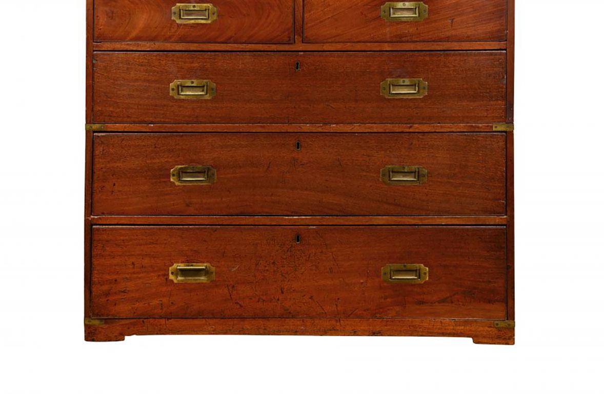 English A Mid-Century Mahogany and Brass Campaign Chest of Drawers For Sale