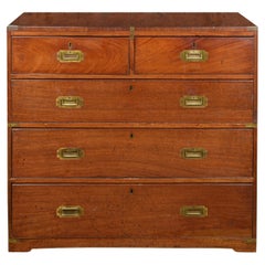 Vintage A Mid-Century Mahogany and Brass Campaign Chest of Drawers