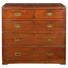 A Mid-Century Mahogany and Brass Campaign Chest of Drawers