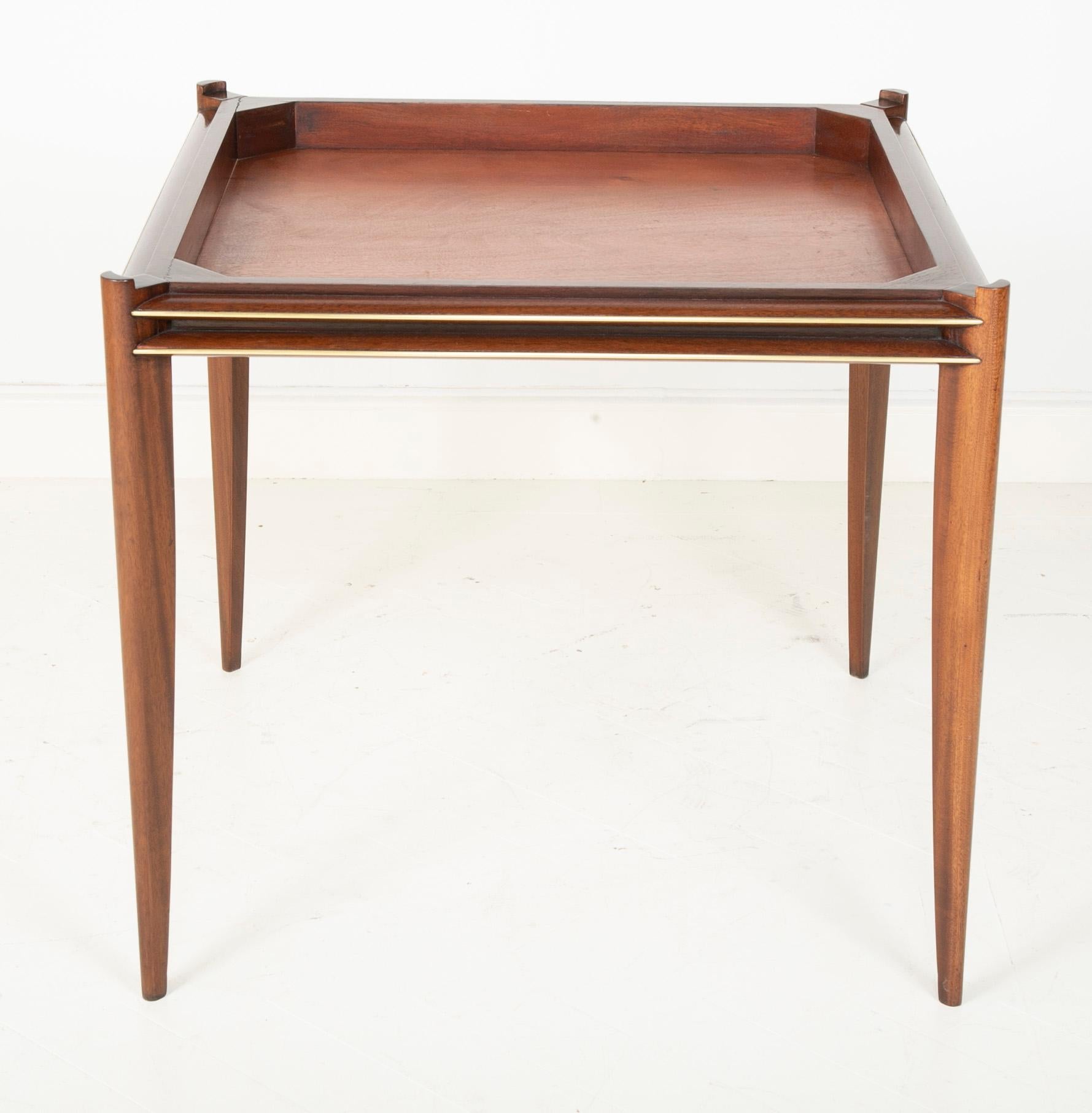 Midcentury Mahogany Games Table with Gilt Brass Detail 4