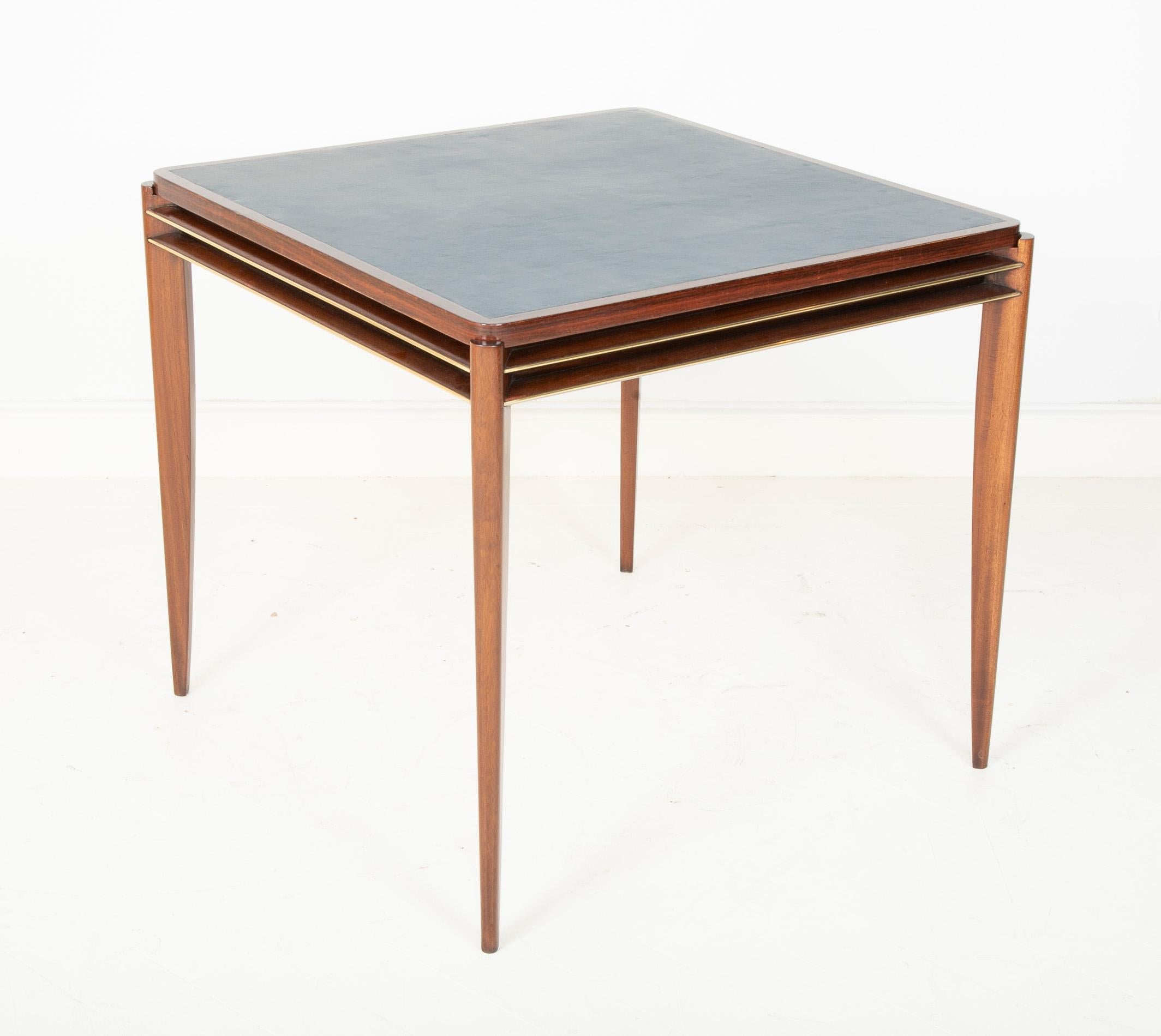 Mid-Century Modern Midcentury Mahogany Games Table with Gilt Brass Detail