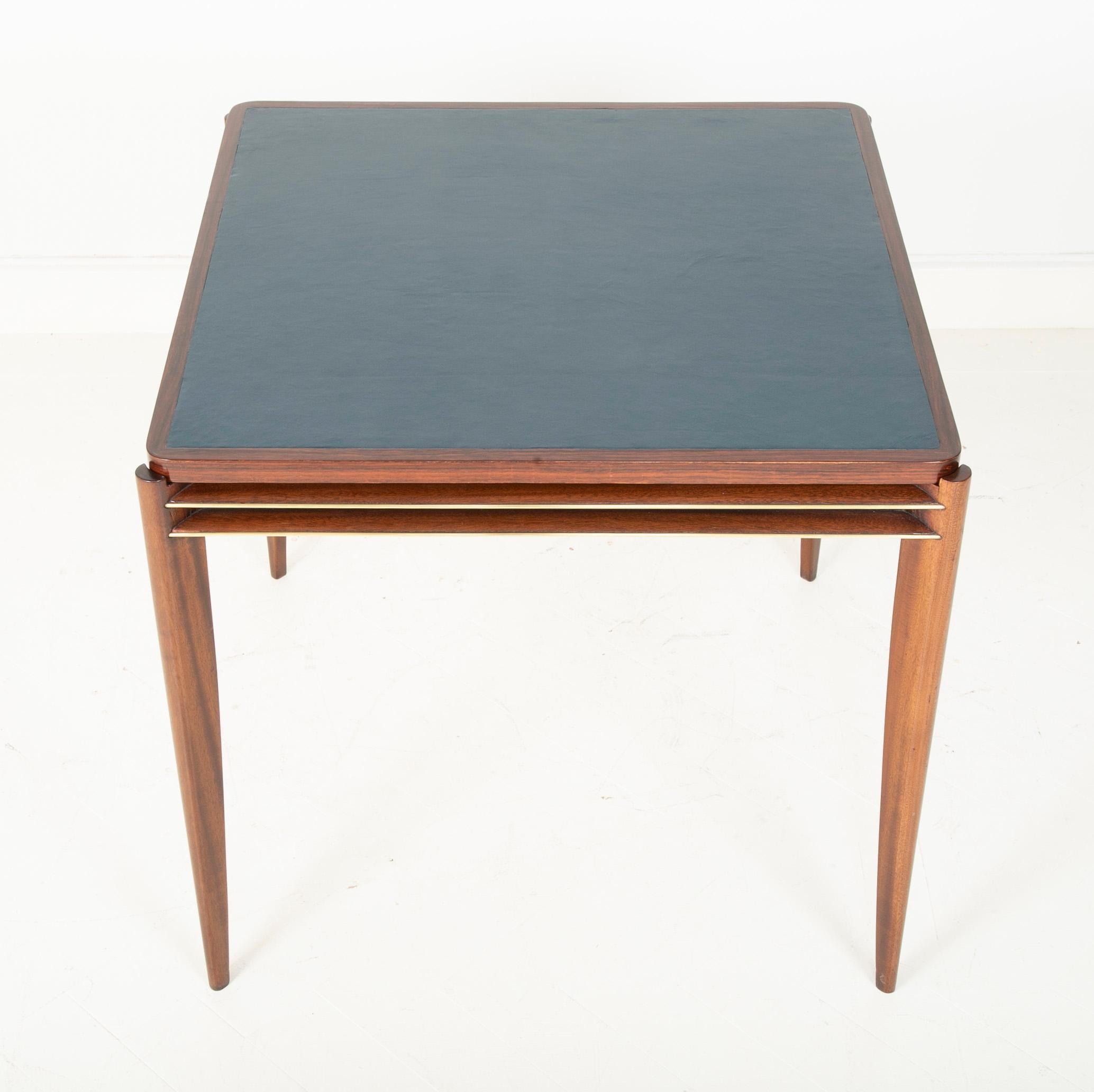 Midcentury Mahogany Games Table with Gilt Brass Detail 1