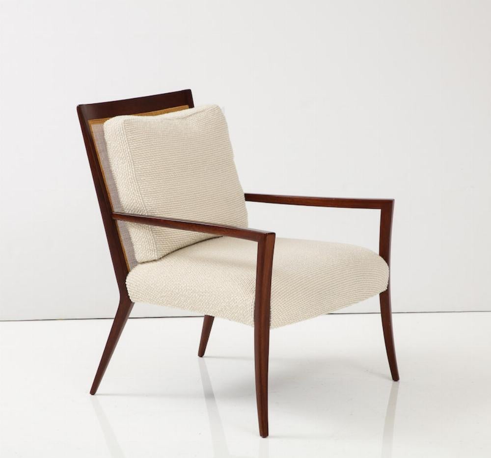 Americano Sedia da salotto in mogano di metà secolo con schienale originale a canne, A.I.C., anni '50. in vendita