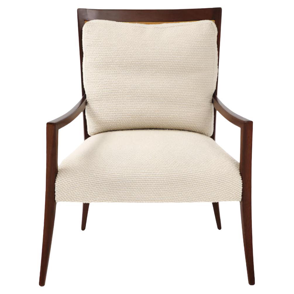 Sedia da salotto in mogano di metà secolo con schienale originale a canne, A.I.C., anni '50. in vendita
