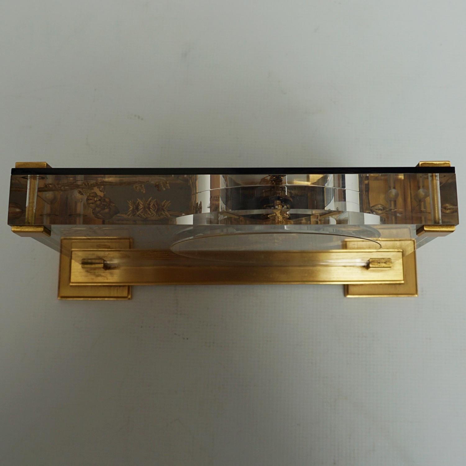 Mid-Century Mantel Clock by Jaeger Lecoultre Lucite and Brass circa 1960 1