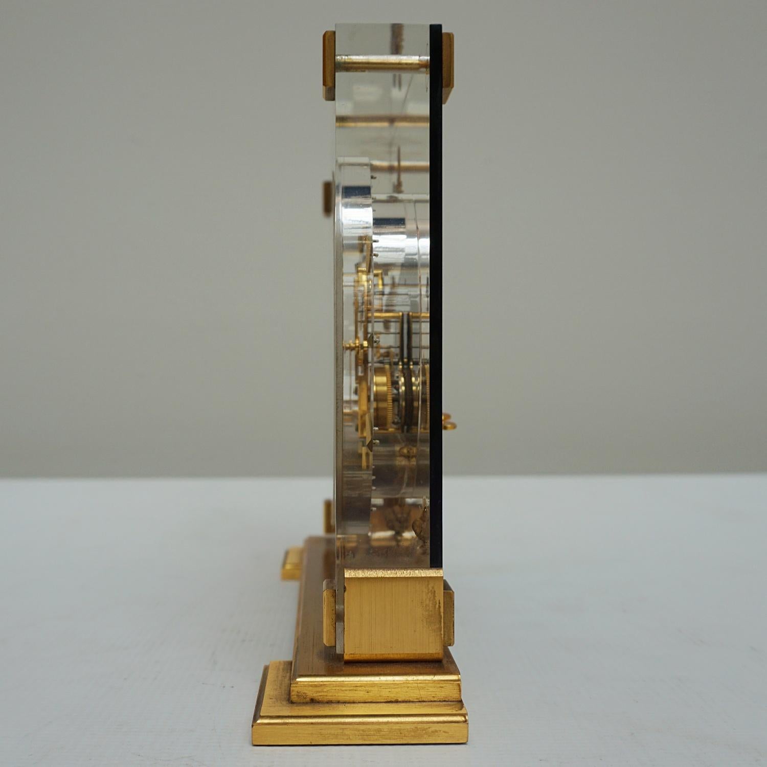 Mid-Century Mantel Clock by Jaeger Lecoultre Lucite and Brass circa 1960 3