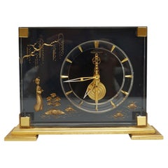 Mid-Century Mantel Clock by Jaeger Lecoultre Lucite and Brass circa 1960