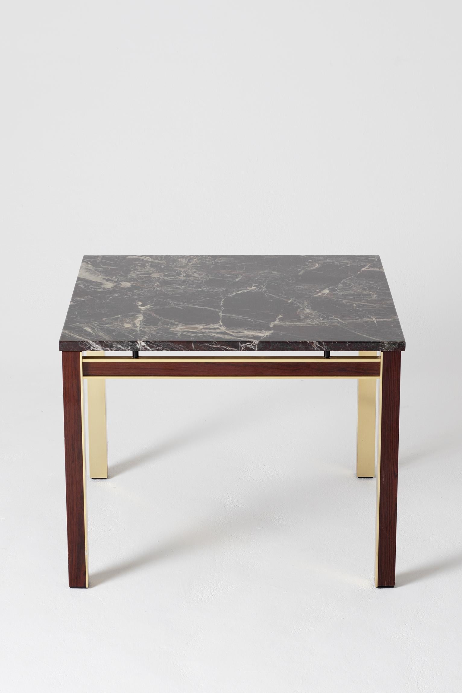 20th Century Midcentury Marble Topped Brass Square Side Table