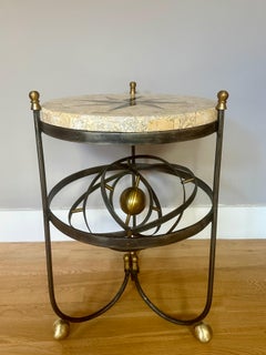 A Mid Century Marble Topped Inlaid  Armillary Table