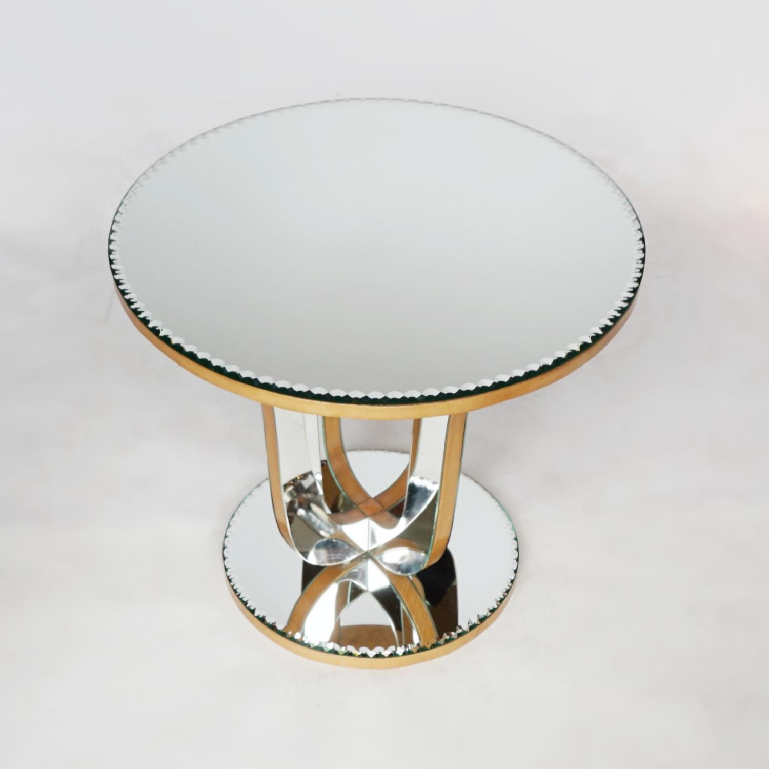 English Mid-Century Mirrored Glass Side Table