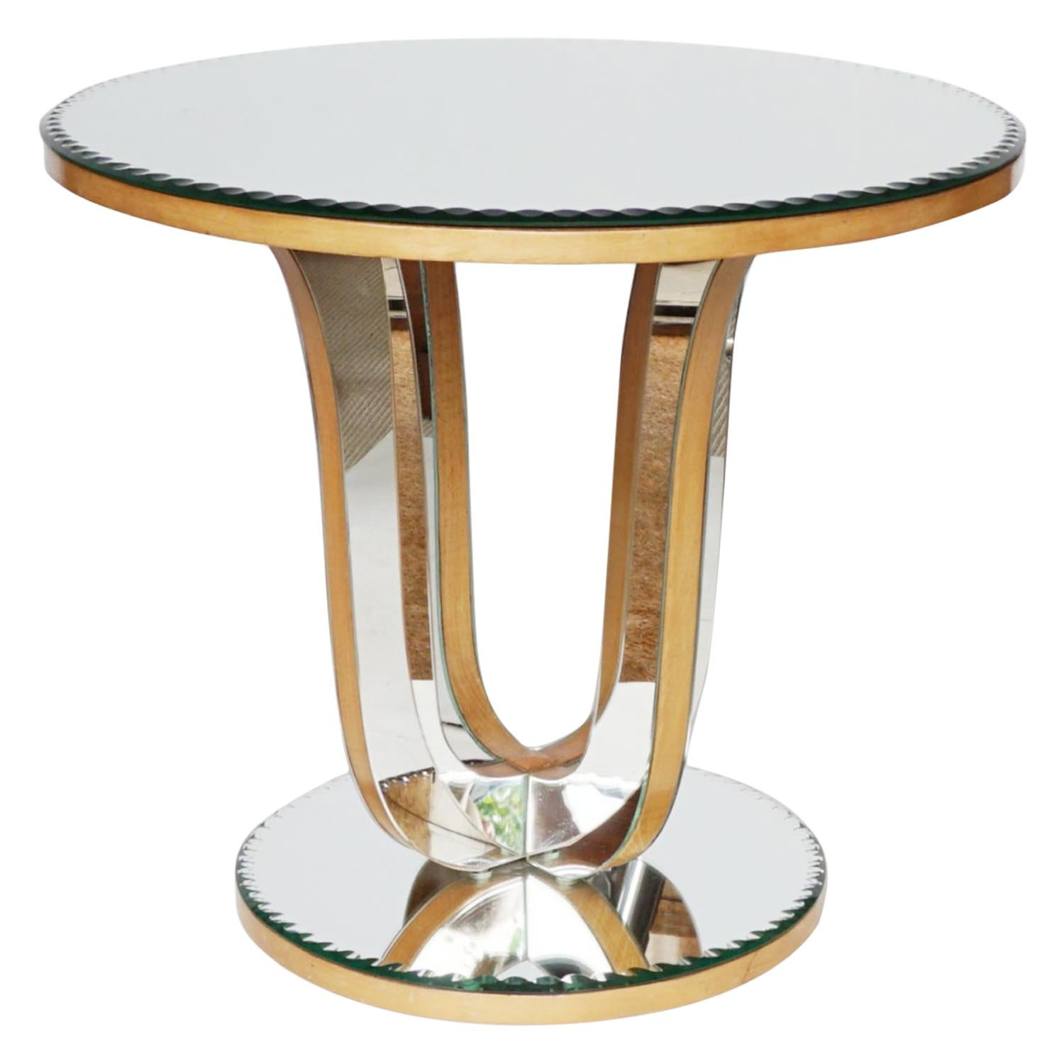Mid-Century Mirrored Glass Side Table
