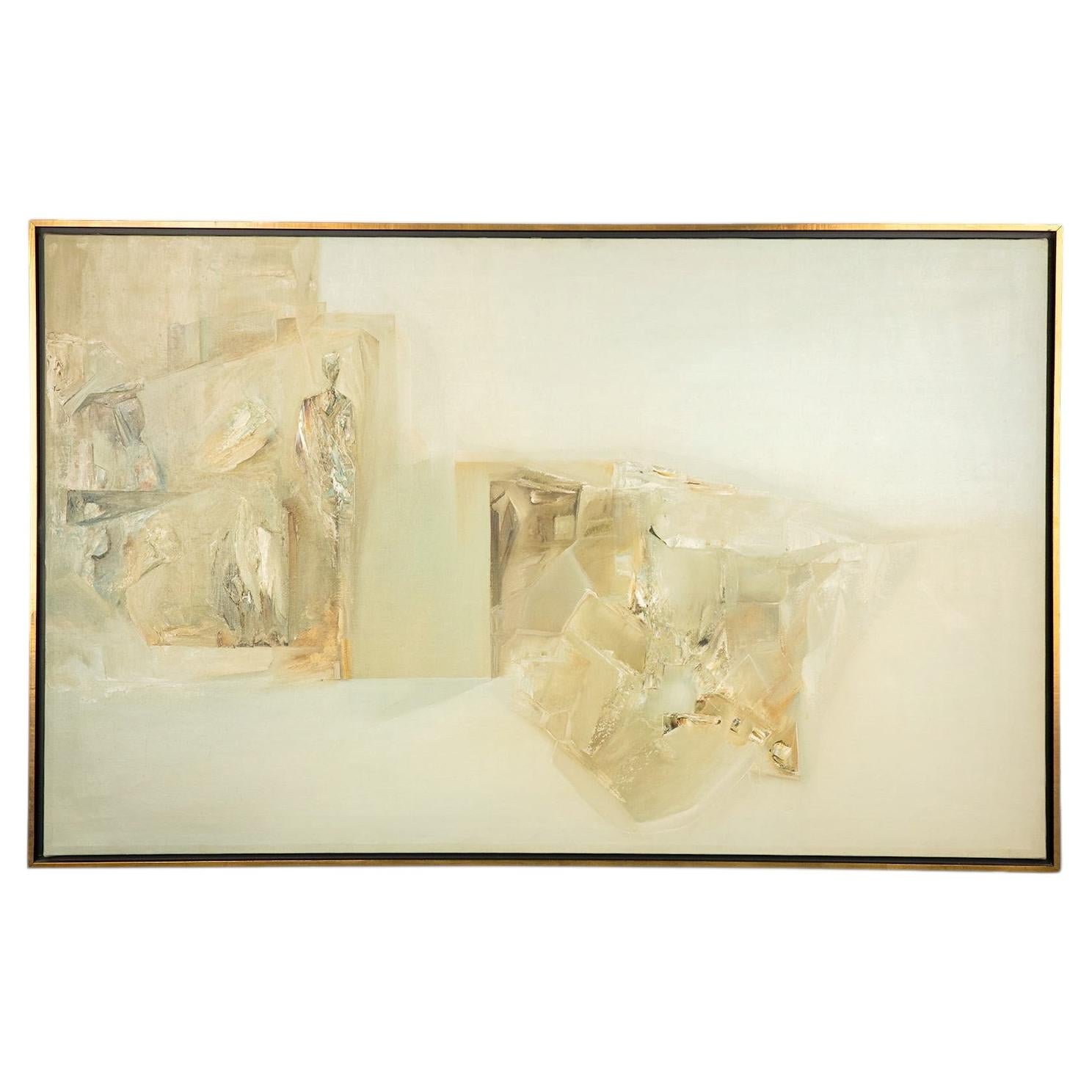 A Mid Century Modern Abstract Painting On Canvas Signed Galloway