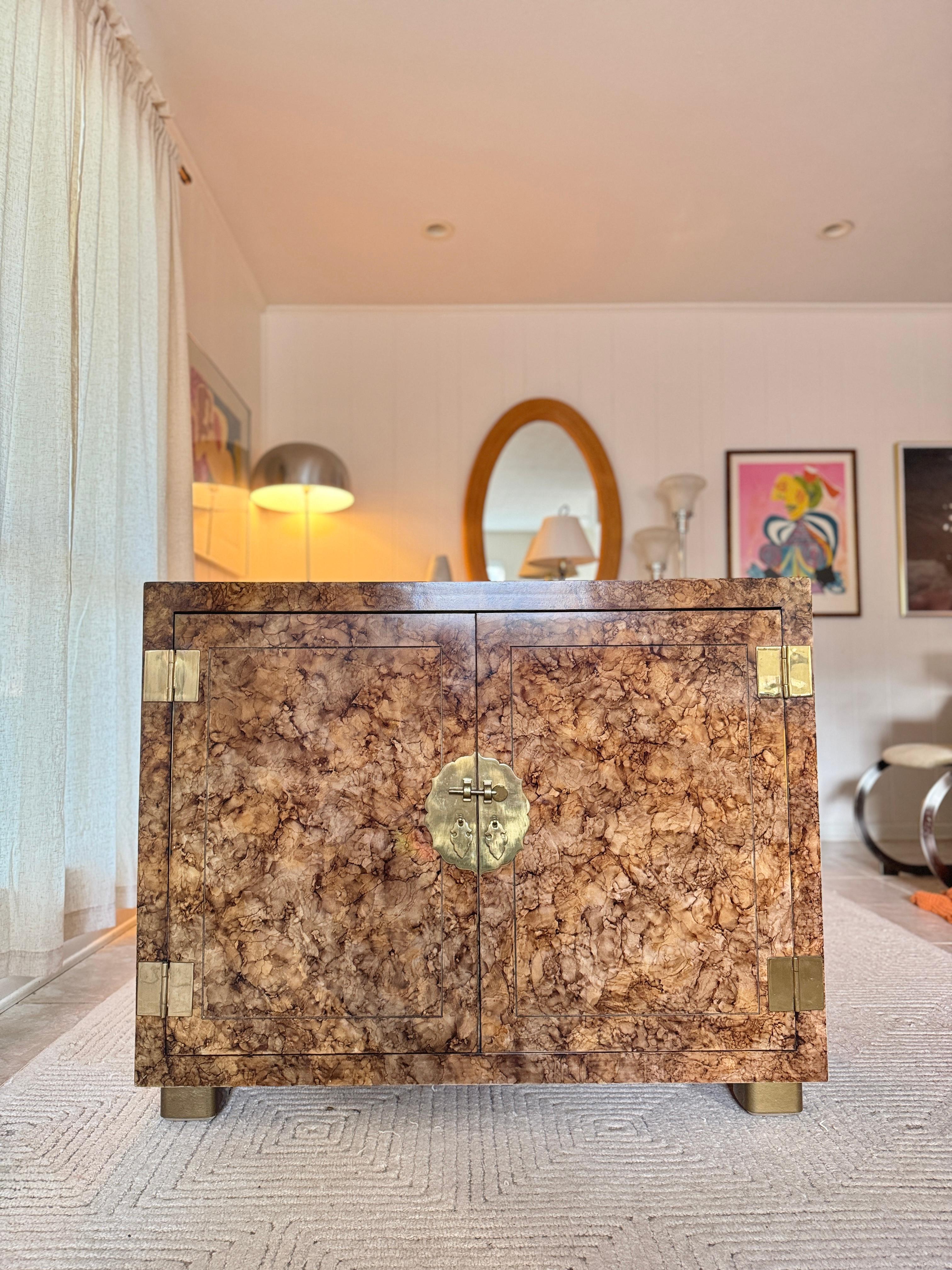 A mid century modern Asian-inspired tortoise cabinet by Henredon, circa 1970s 2