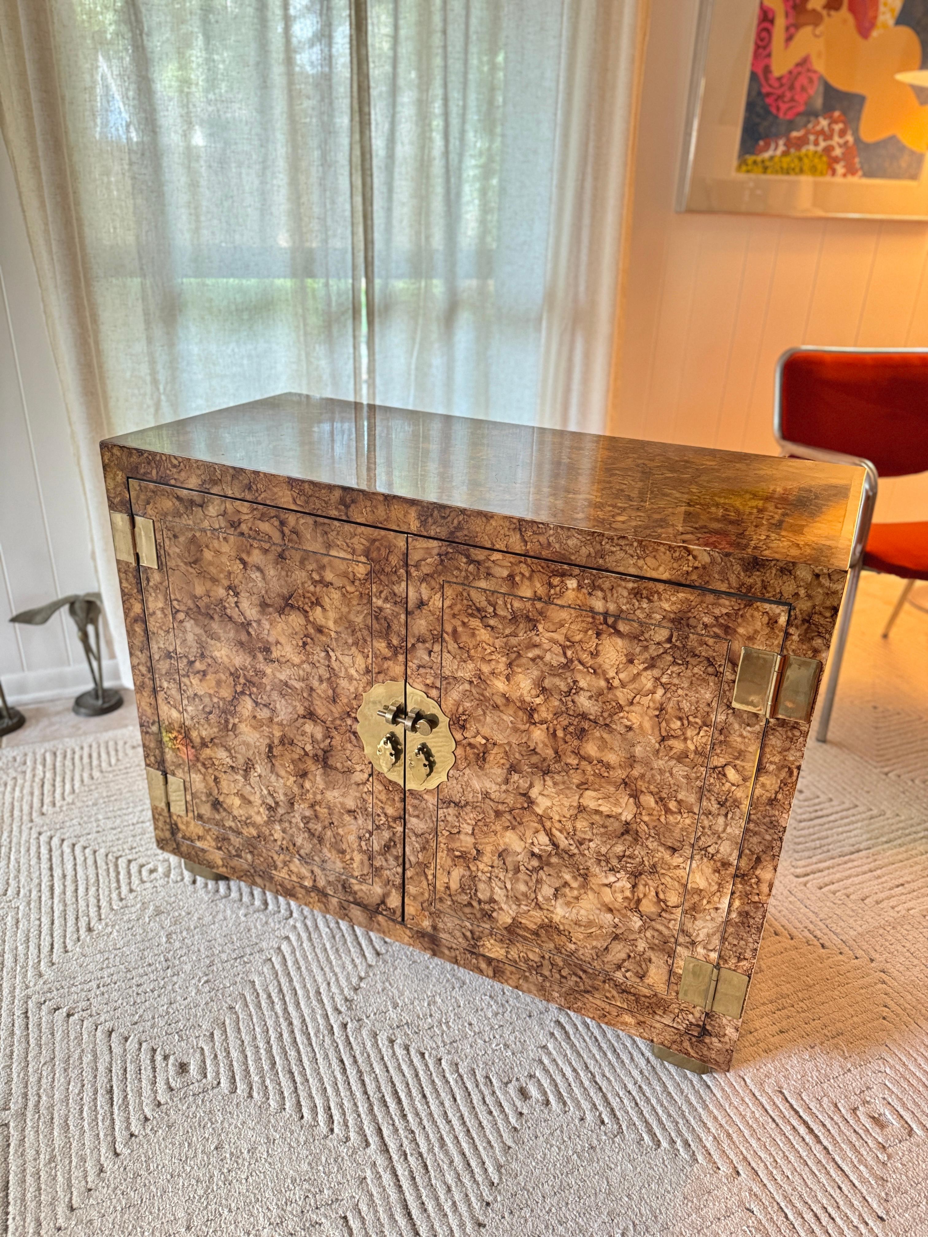 A mid century modern Asian-inspired tortoise cabinet by Henredon, circa 1970s 8