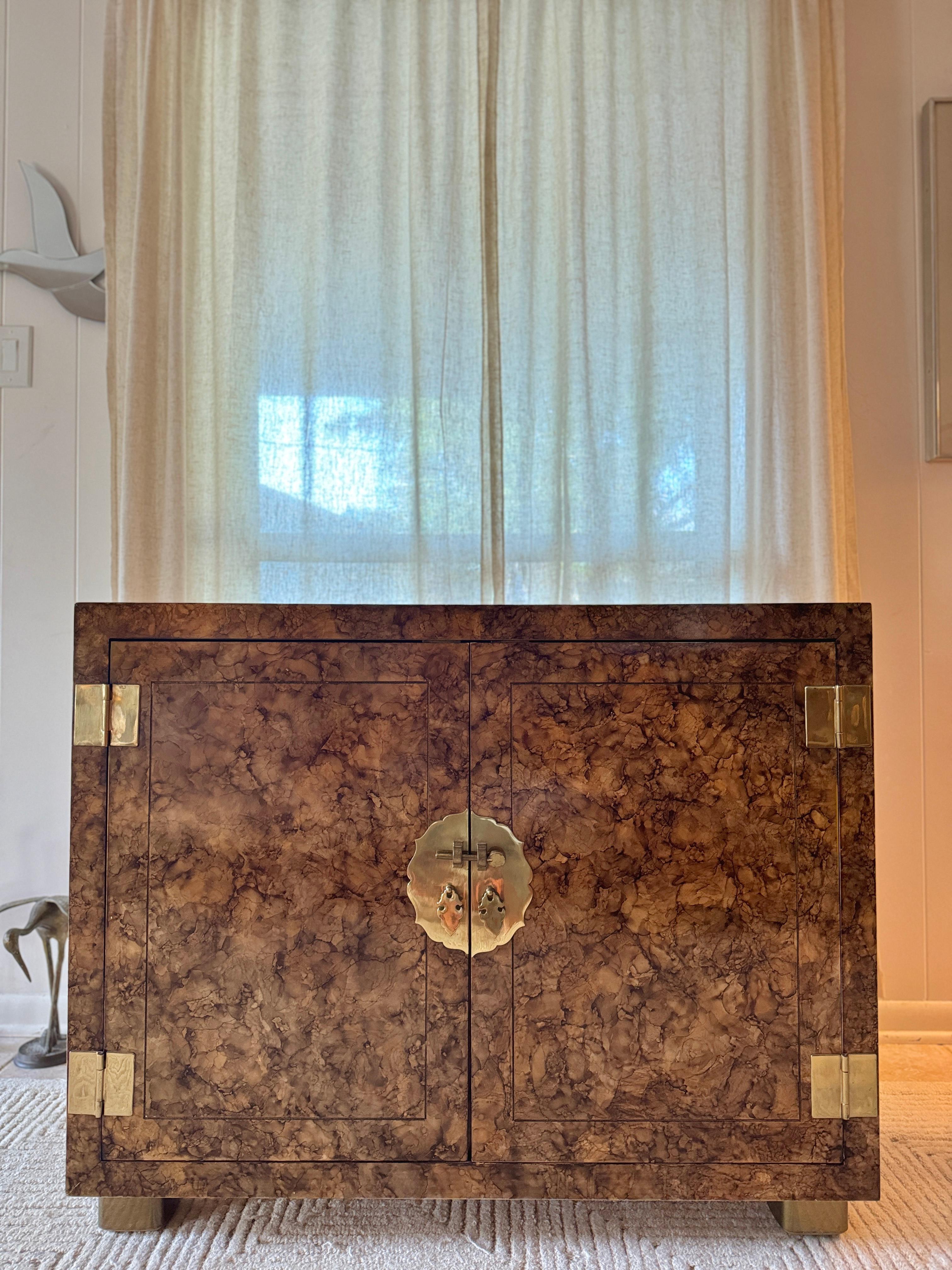 Late 20th Century A mid century modern Asian-inspired tortoise cabinet by Henredon, circa 1970s