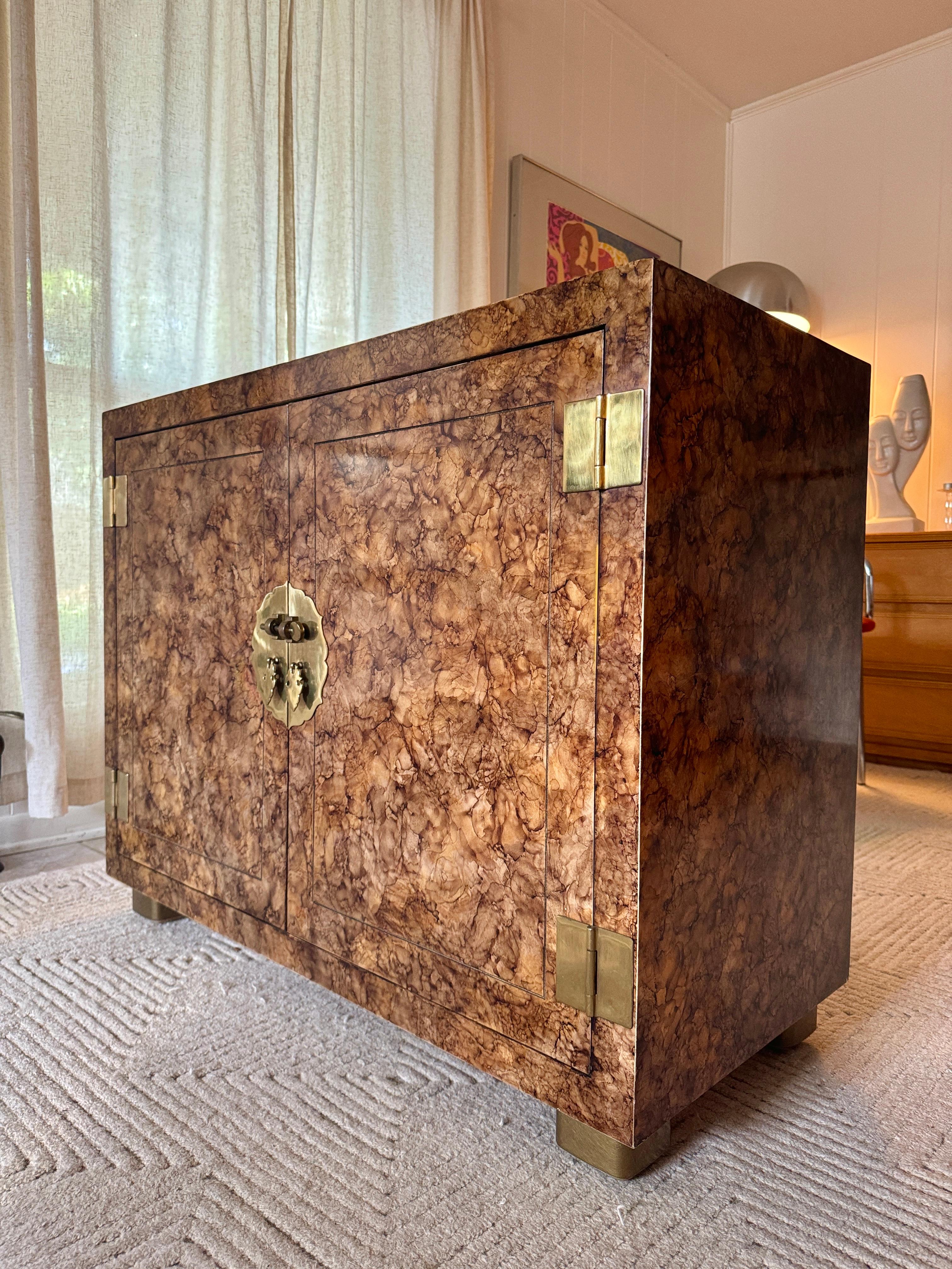 A mid century modern Asian-inspired tortoise cabinet by Henredon, circa 1970s 1
