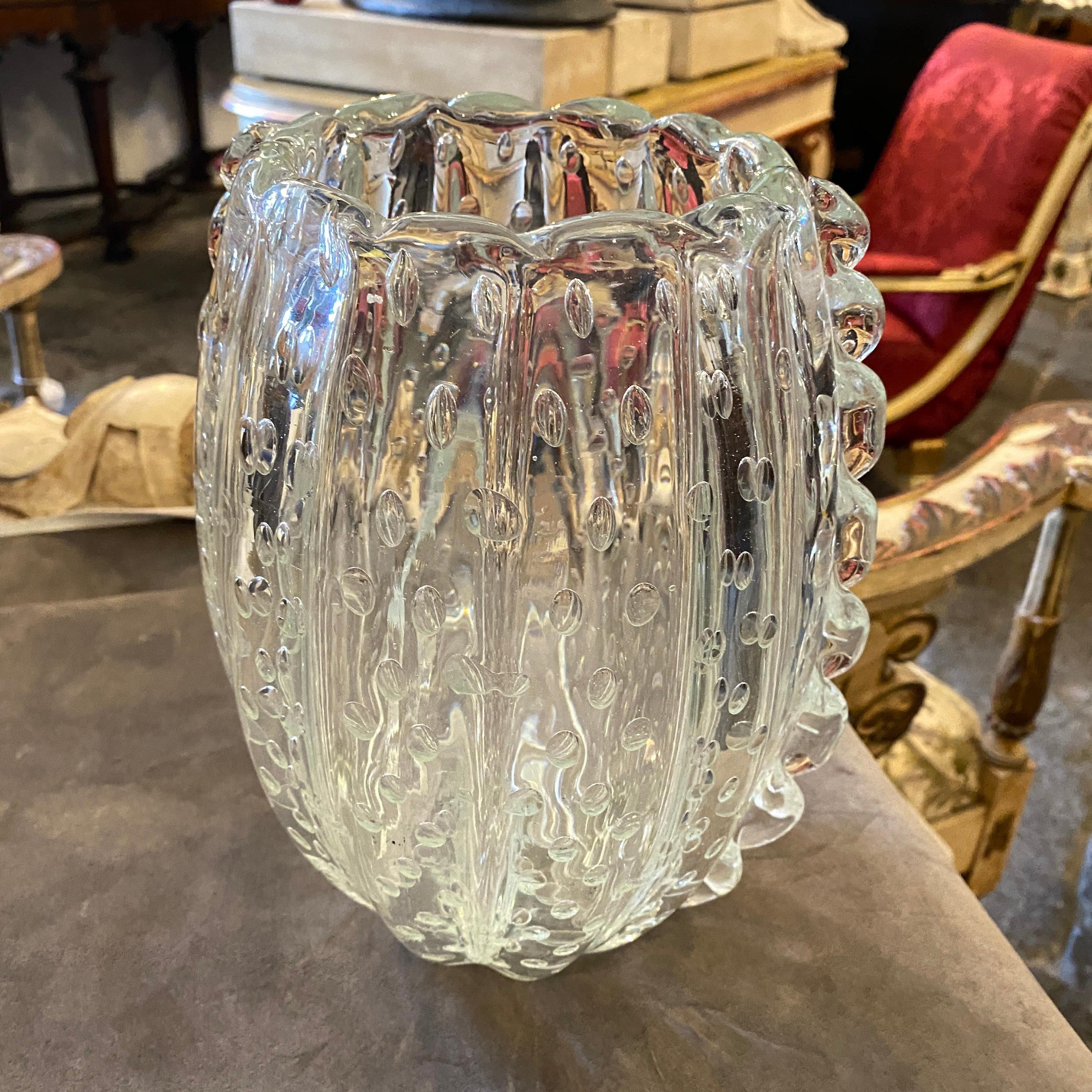 Mid-Century Modern Barovier e Toso Translucent Murano Glass Vase, 1960s 3