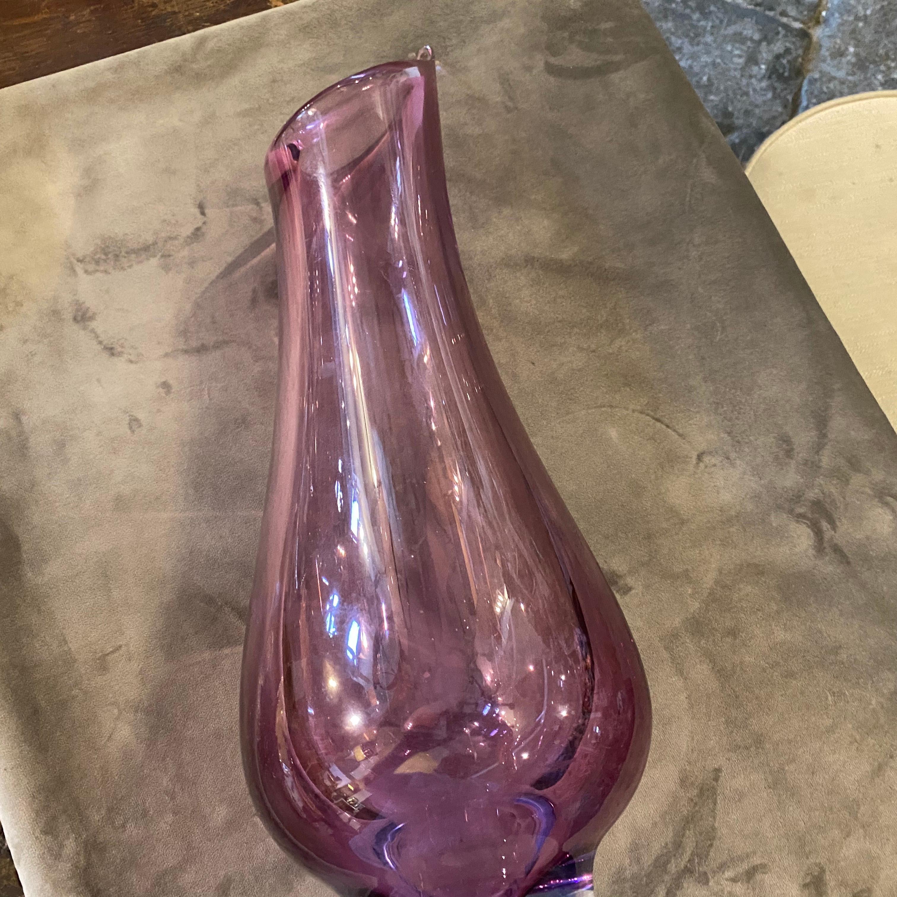 1970s Modernist Blue and Purple Murano Glass Tall Vase For Sale 3