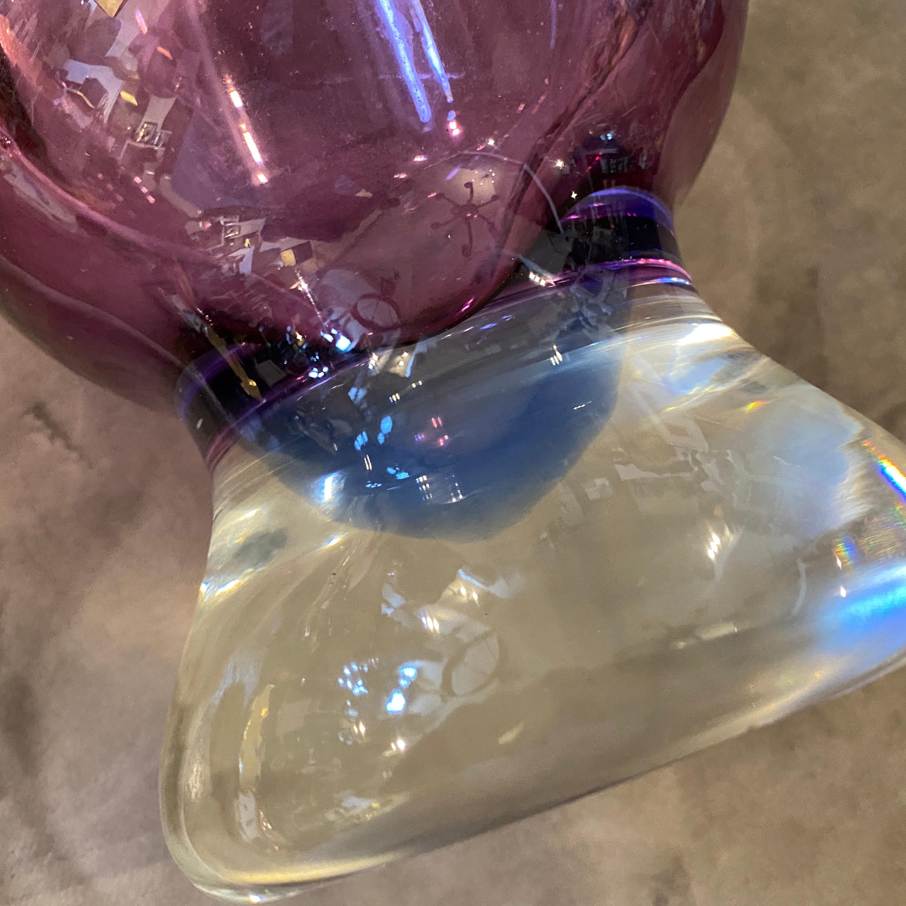 1970er Jahre Modernist Blau und Lila Murano Glas Große Vase (Muranoglas) im Angebot