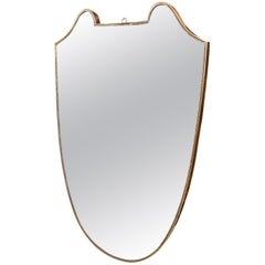 1950s Mid-Century Modern Brass Italian Wall Mirror in the Manner of Gio Ponti 