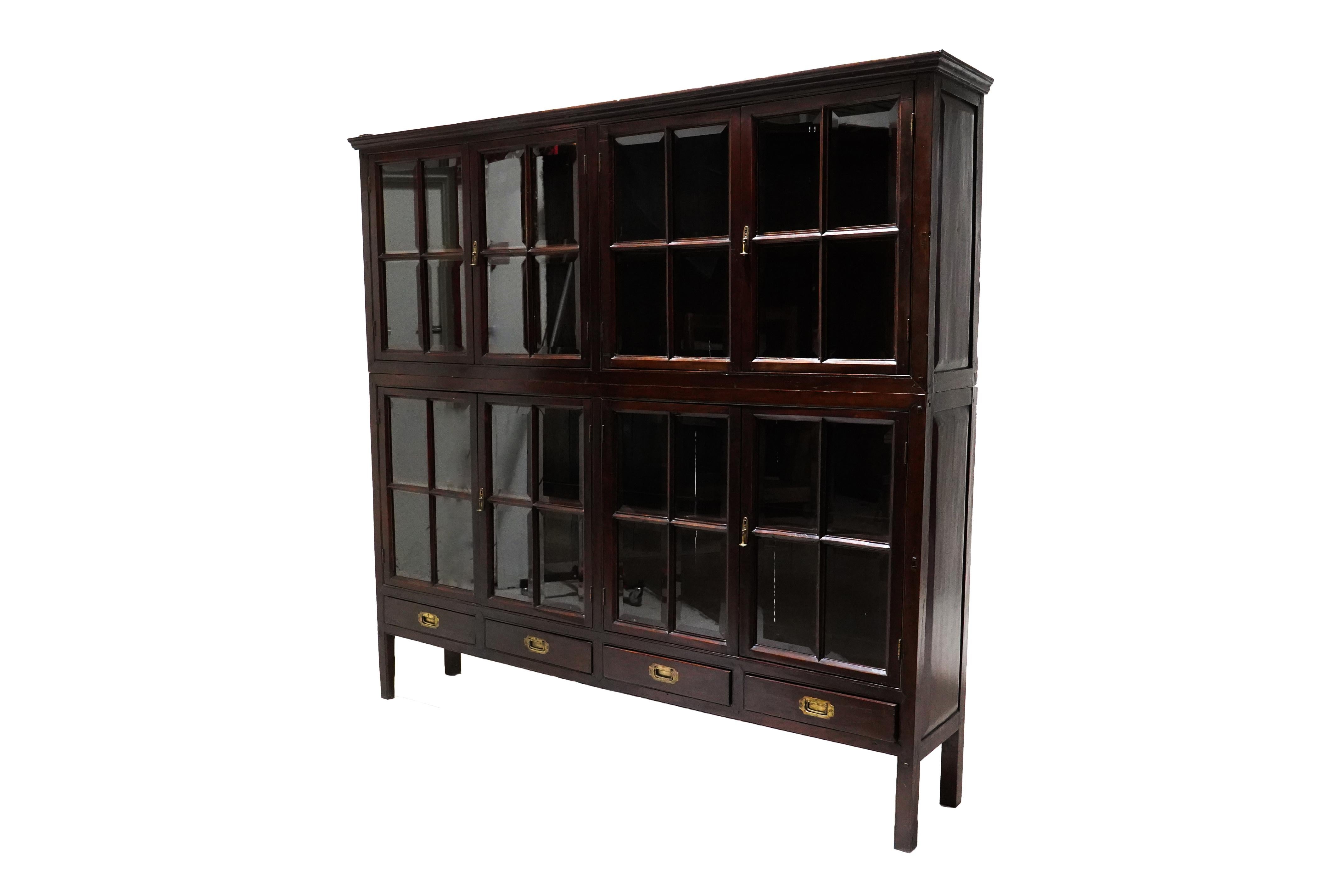 British Colonial An Authentic British-Colonial Bookcase Made From Teakwood
