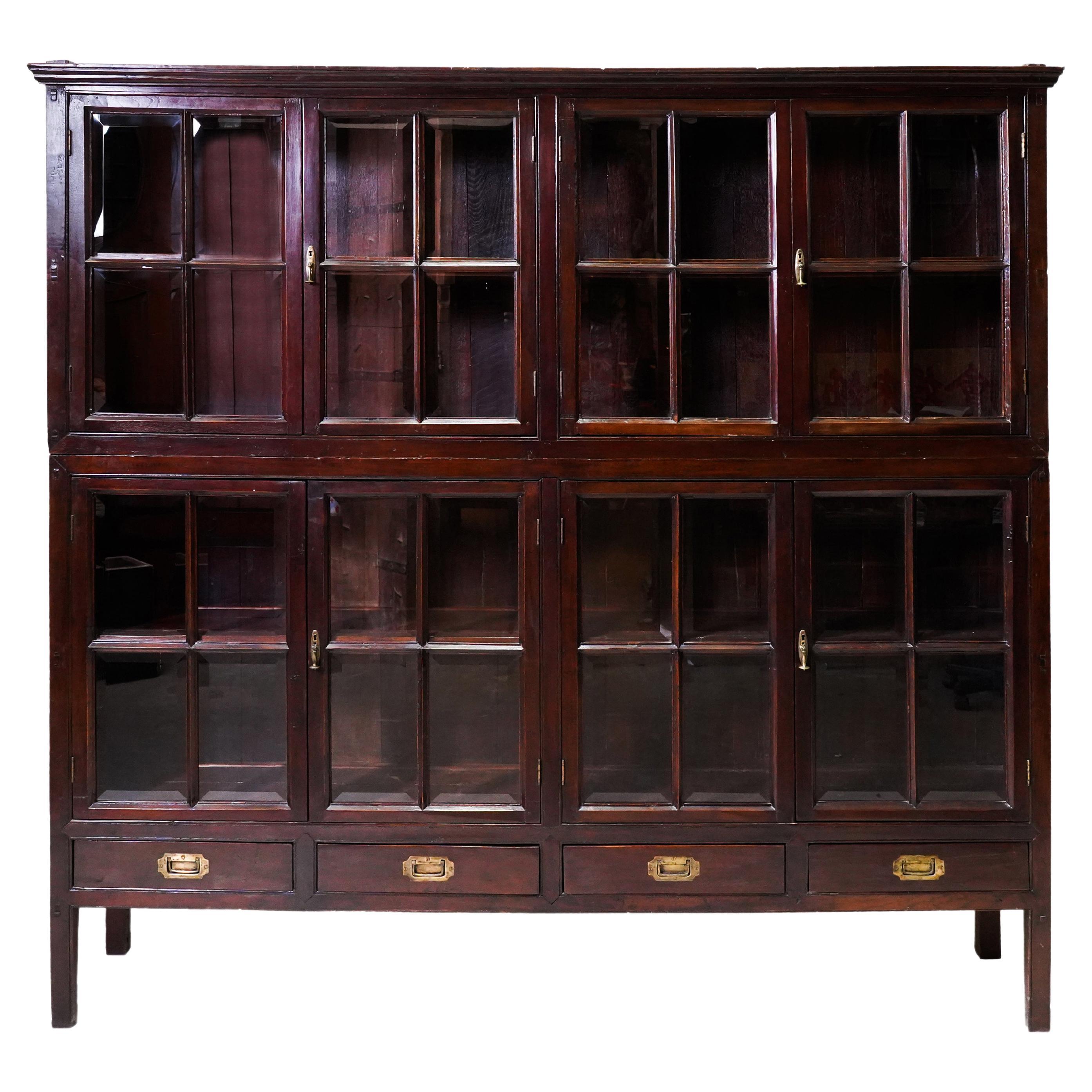 An Authentic British-Colonial Bookcase Made From Teakwood