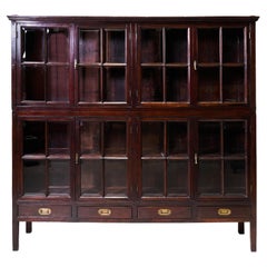 Antique An Authentic British-Colonial Bookcase Made From Teakwood