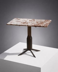 Table d'appoint, console ou guéridon de style « Mid-Century Modern » en bronze et marbre, Italie, 1950