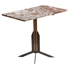 Table d'appoint, console ou guéridon de style « Mid-Century Modern » en bronze et marbre, Italie, 1950