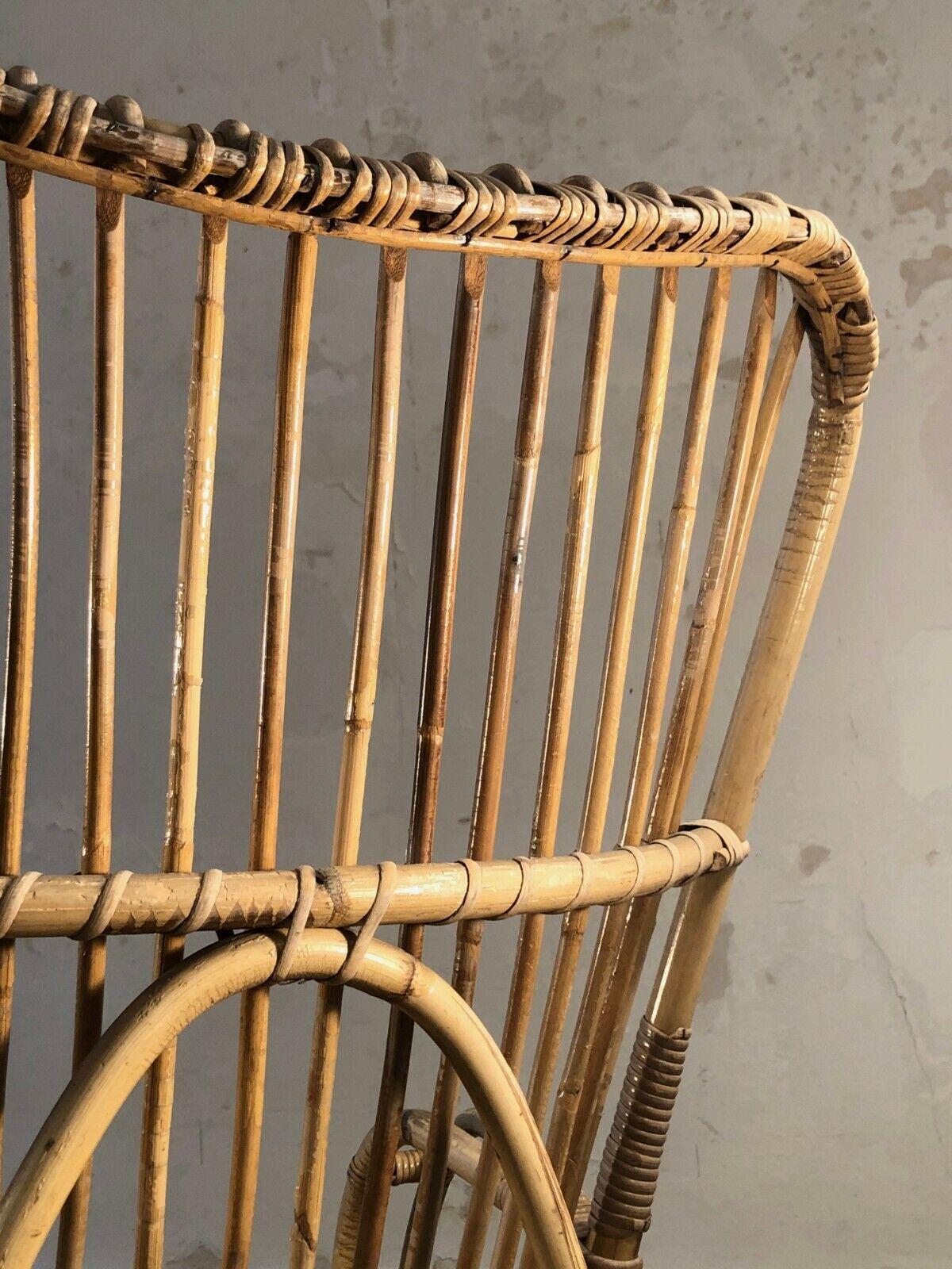 Hand-Woven A MID-CENTURY-MODERN BRUTALIST Armchair in AUDOUX-MINNET Style, France 1950 For Sale