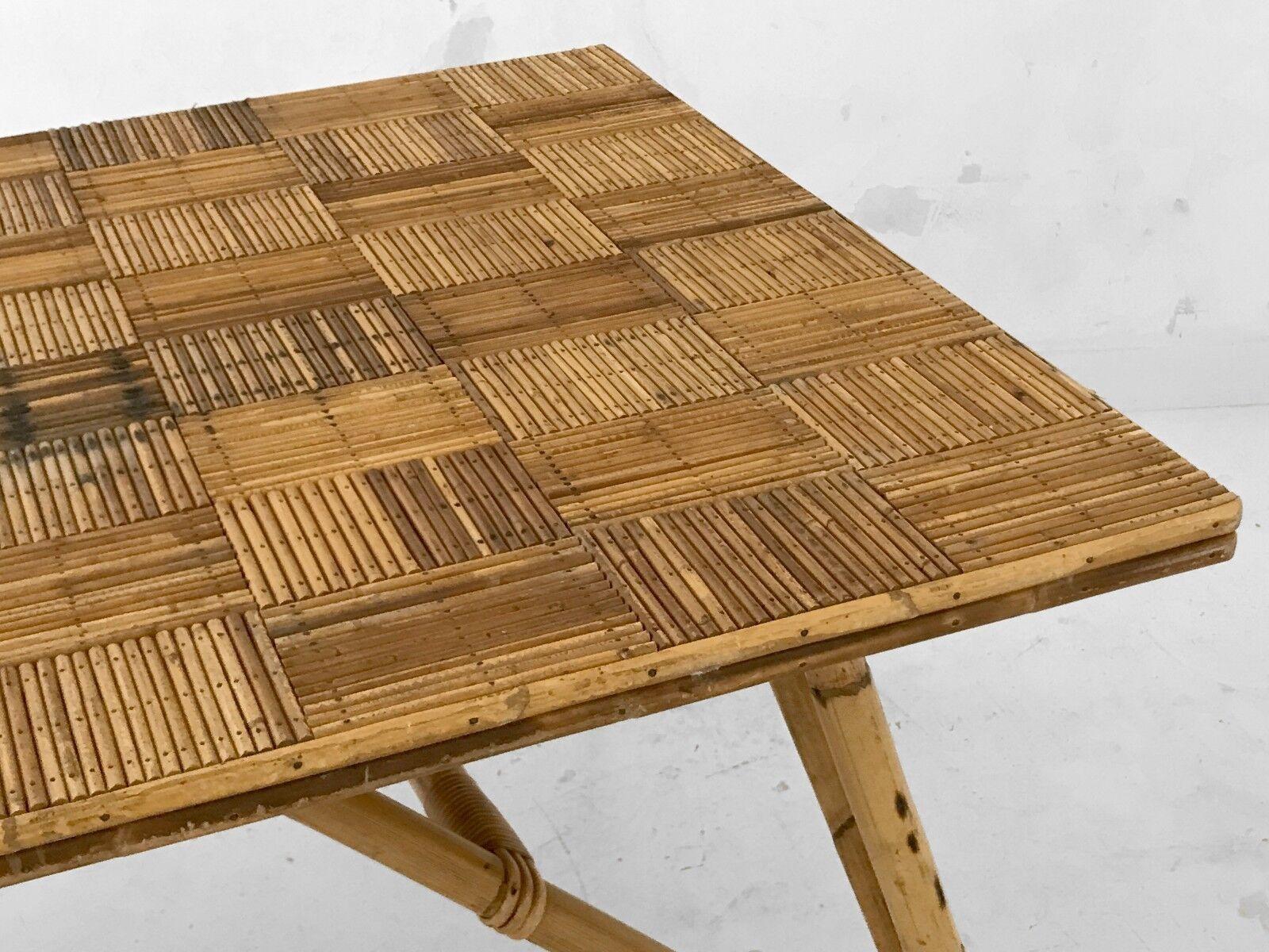 Bambou Table de salle à manger BRUTALIST MID-CENTURY-MODERN par AUDOUX-MINNET, France 1950 en vente