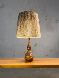 A MID-CENTURY-MODERN BRUTALIST RUSTIC Ceramic TABLE LAMP, BLIN Style France 1950