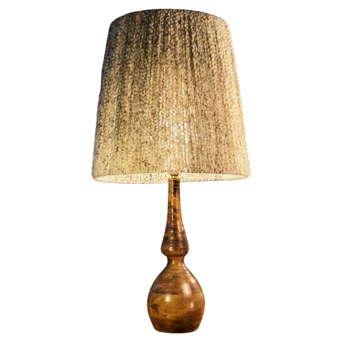 A MID-CENTURY-MODERN BRUTALIST RUSTIC Ceramic TABLE LAMP, BLIN Style France 1950