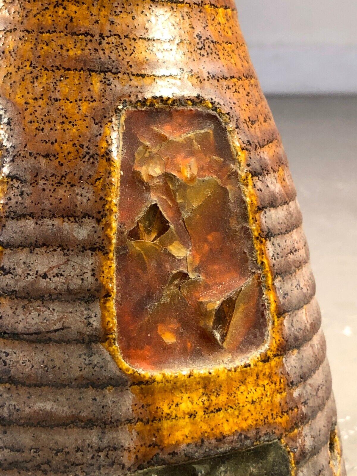 LAMPADA DA TAVOLO IN CERAMICA BRUTALISTA RUSTICA DEL MEDIOCENTO-MODERNO di ACCOLAY Francia 1950 6