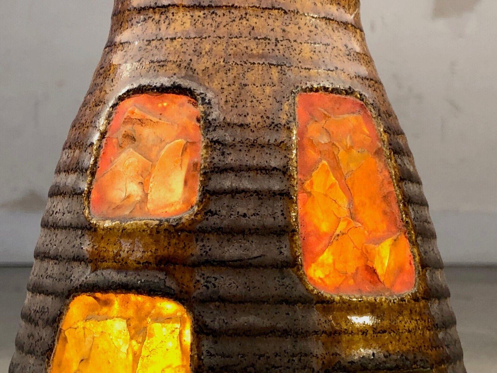 A MID-CENTURY-MODERN BRUTALIST RUSTIC Ceramic TABLE LAMP by ACCOLAY France 1950 For Sale 2