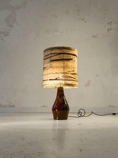 A MID-CENTURY-MODERN BRUTALIST RUSTIC Ceramic TABLE LAMP, signed MPR France 1950