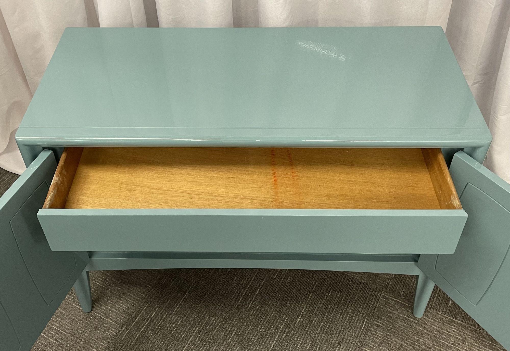 Mid-Century Modern Chest, Nightstand or Table, Robins Egg Blue In Good Condition In Stamford, CT